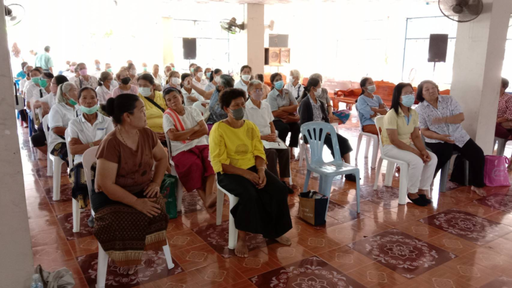 กิจกรรมโครงการอบรมพัฒนาระบบการดูแลผู้สูงอายุและพัฒนาคุณภาพชีวิต โรงเรียนผู้สูงอายุอุดมทรัพย์บุญวัฒน์ ในวันที่ 15 มีนาคม 2566 ณ วัดศิริมังคลาราม (วัดโนนเหลื่อม)