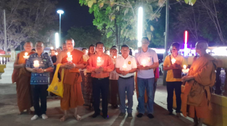 ร่วมกิจกรรมเวียนเทียนวันมาฆบูชา เนื่องในวันสำคัญทางพระพุทธศาสนา ณ วัดศิริมังคลาราม(วัดโนนเหลื่อม)