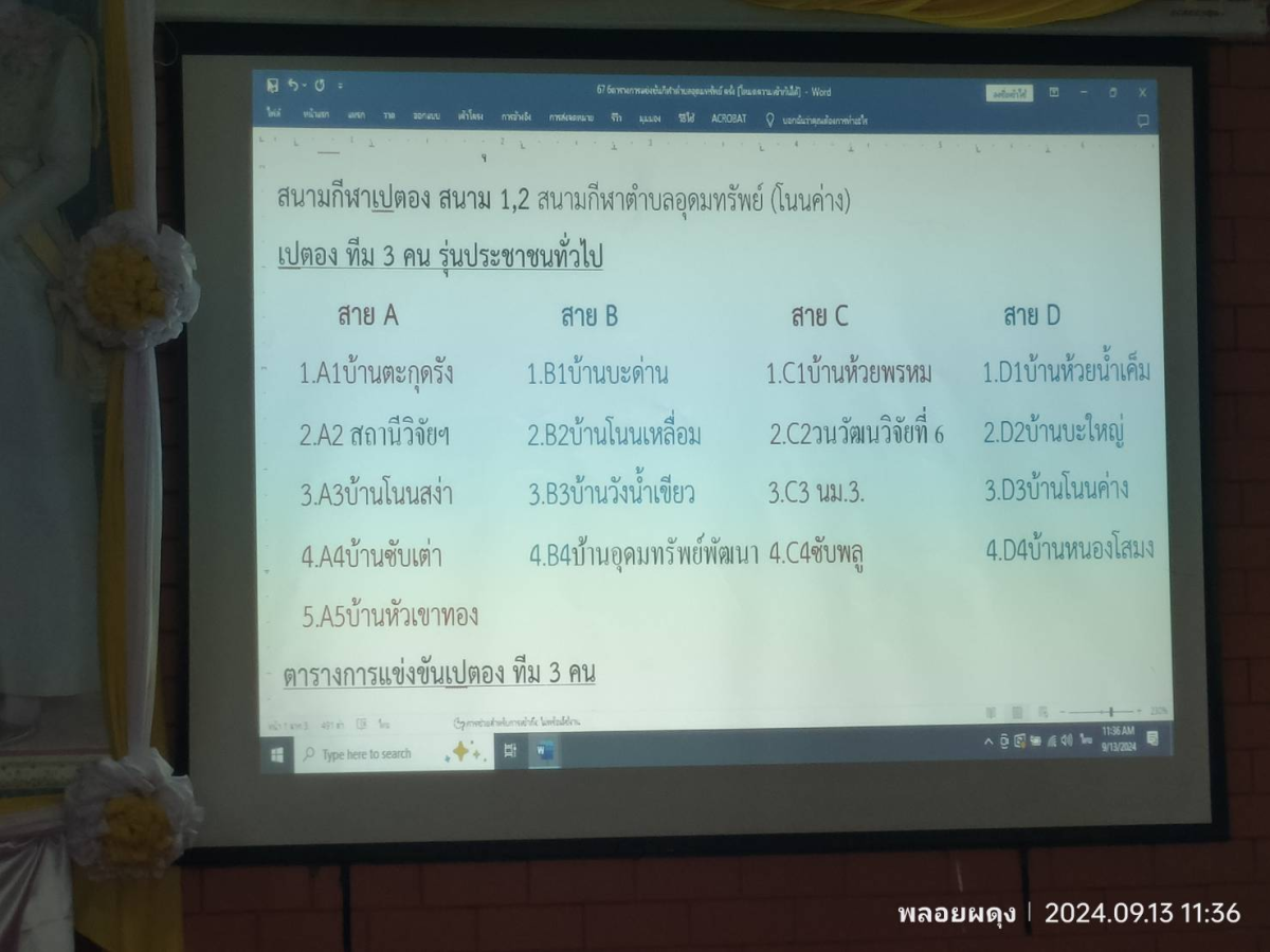 การประชุมจับฉลากการแข่งขันกีฬา ตำบลอุดมทรัพย์ ครั้งที่ 41