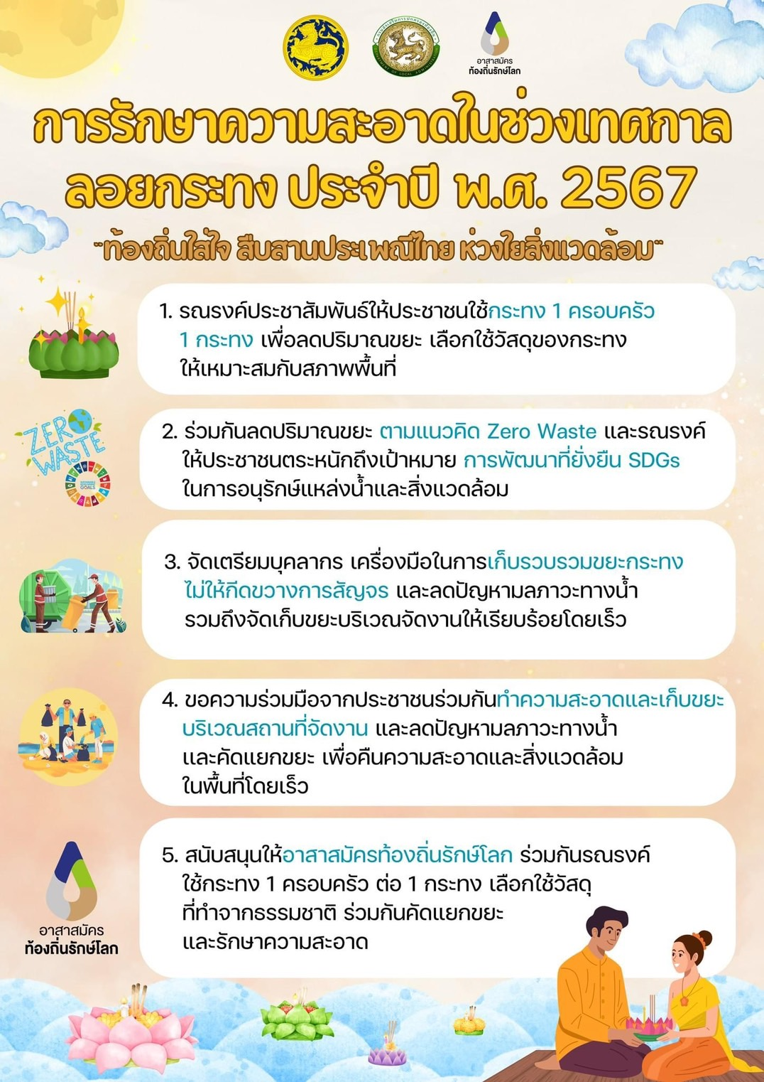 ประชาสัมพันธ์ การจัดกิจกรรมสืบสานประเพณีลอยกระทง ภายใต้แนวคิด ลอยกระทง วิถีไทย ปลอดภัย ใส่ใจสิ่งแวดล้อม