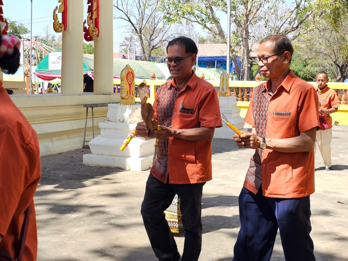 ร่วมโครงการจัดงานสืบสานประเพณีบายศรี สู่ขวัญข้าวและรับขวัญต้นกล้าวัฒนธรรม (ผู้มีบุญเกิดใหม่) ณ วัดศิริมังคลาราม (โนนเหลื่อม)
