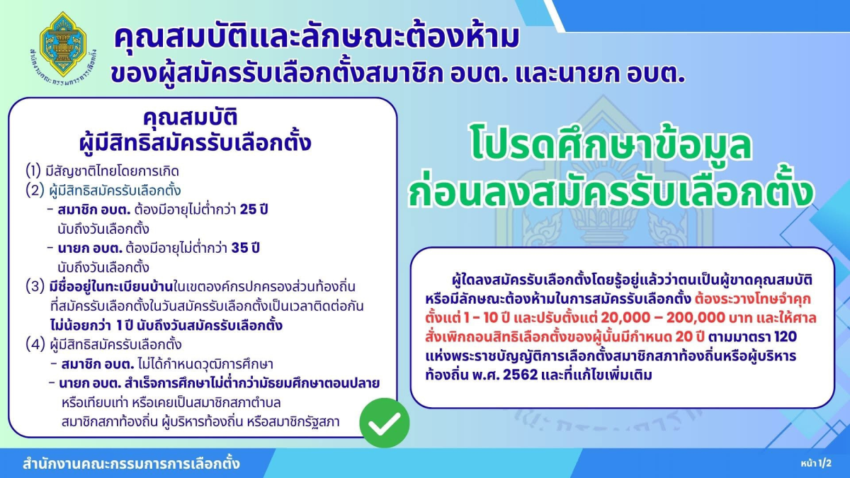 ประชาสัมพันธ์ประชาชนที่สนใจลงสมัครรับเลือกตั้ง ประจำปี พ.ศ.2568