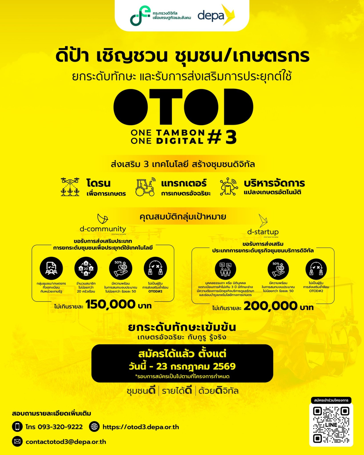 ประชาสัมพันธ์ โครงการ 1 ตำบล 1 ดิจิทัล ซีซัน 3 3 (One Tambon One Digital : OTOD 3)